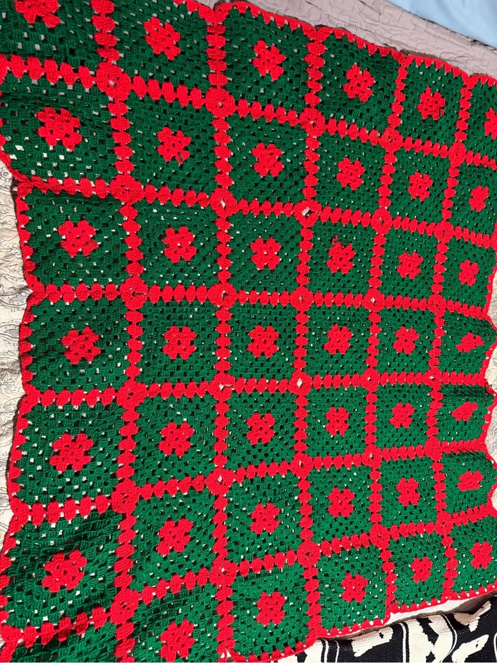 Red and green afghan